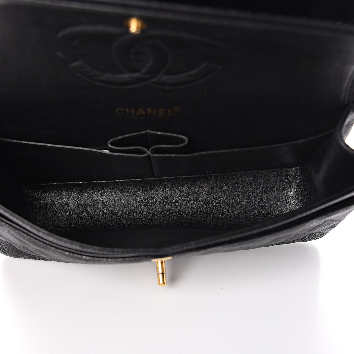 Caviar Quilted Medium Double Flap Black