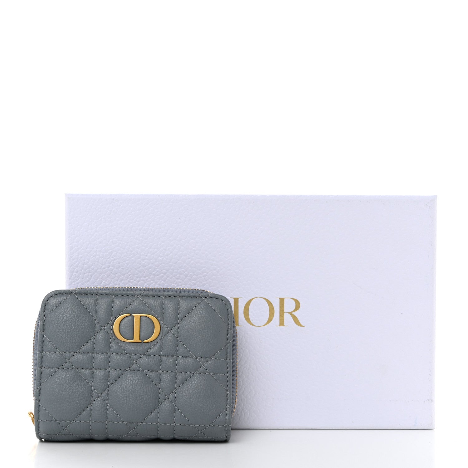 Christian Dior Grained Calfskin Supple Cannage Caro Scarlet Zipped Wallet Cloud Blue 10 of 10