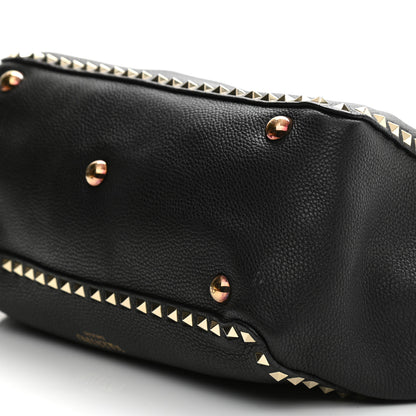 Valentino Garavani Pebbled Calfskin Medium Rockstud Tote Black 10 of 14