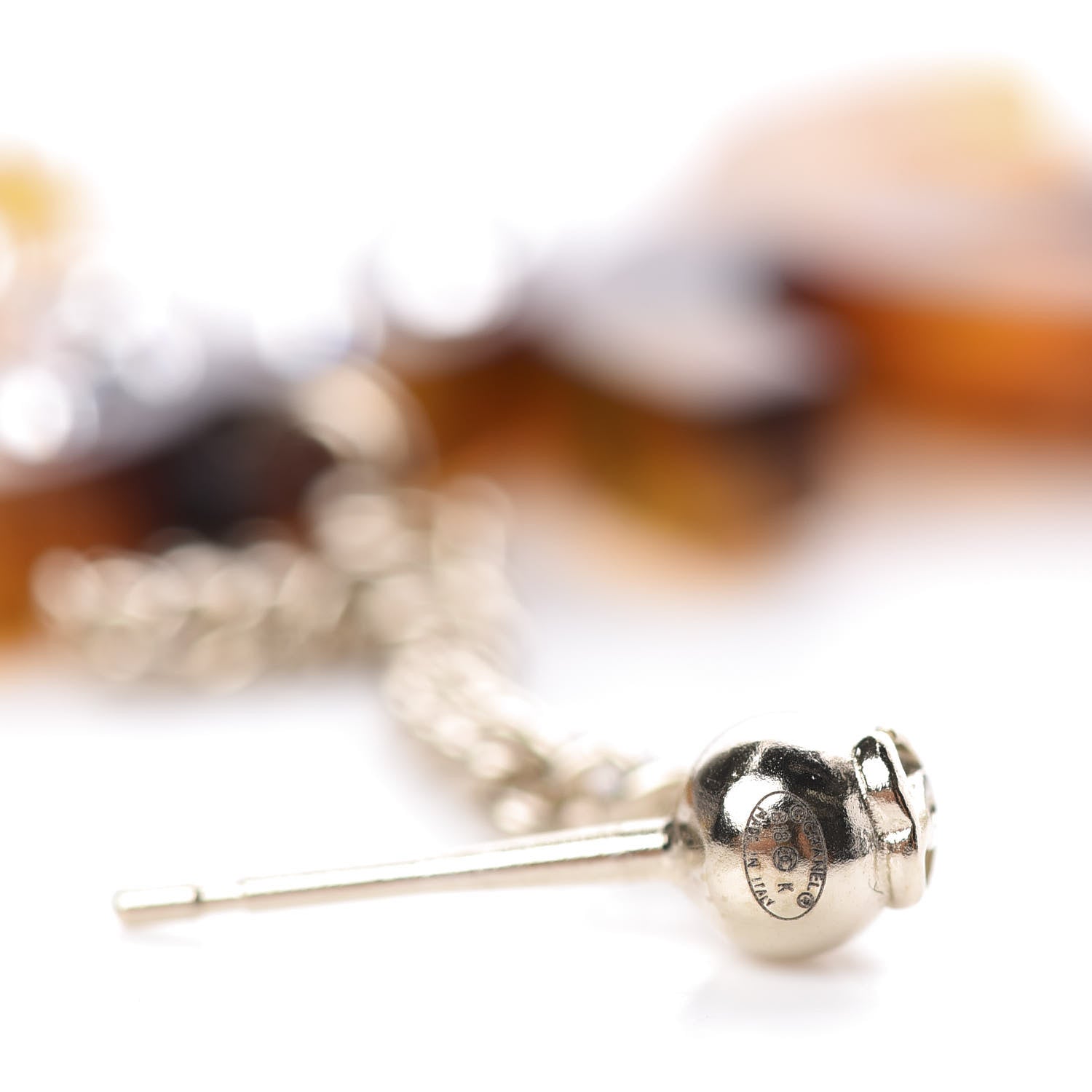 Chanel CC Crystal Drop Earrings Tortoise 4 of 4