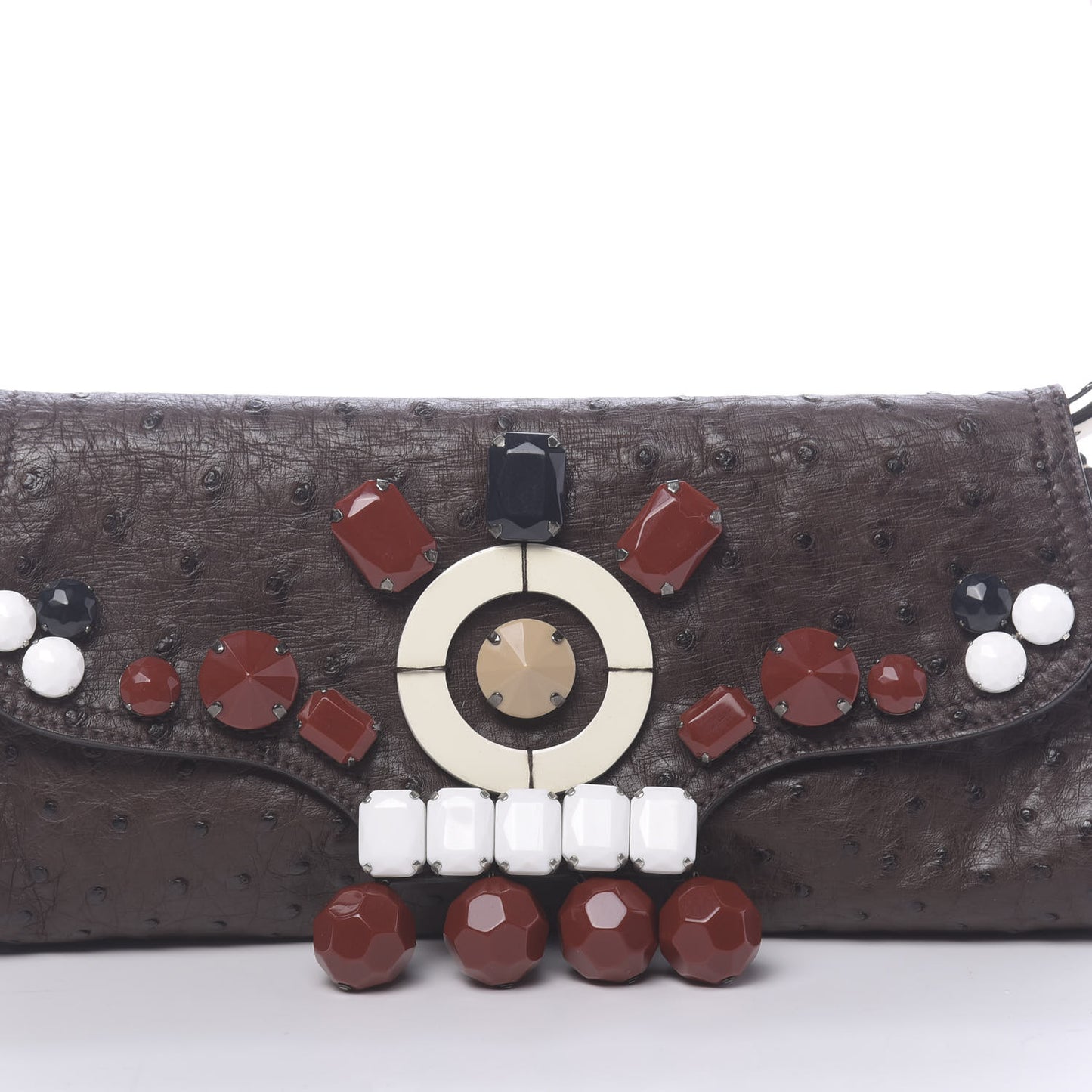 Ostrich Beaded Bag Brown