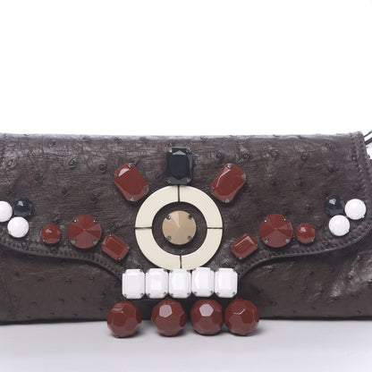 Prada Ostrich Beaded Bag Brown 10 of 10