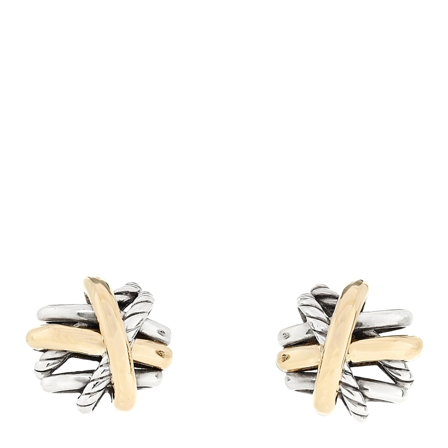 Sterling Silver 18K Yellow Gold Crossover Stud Earrings