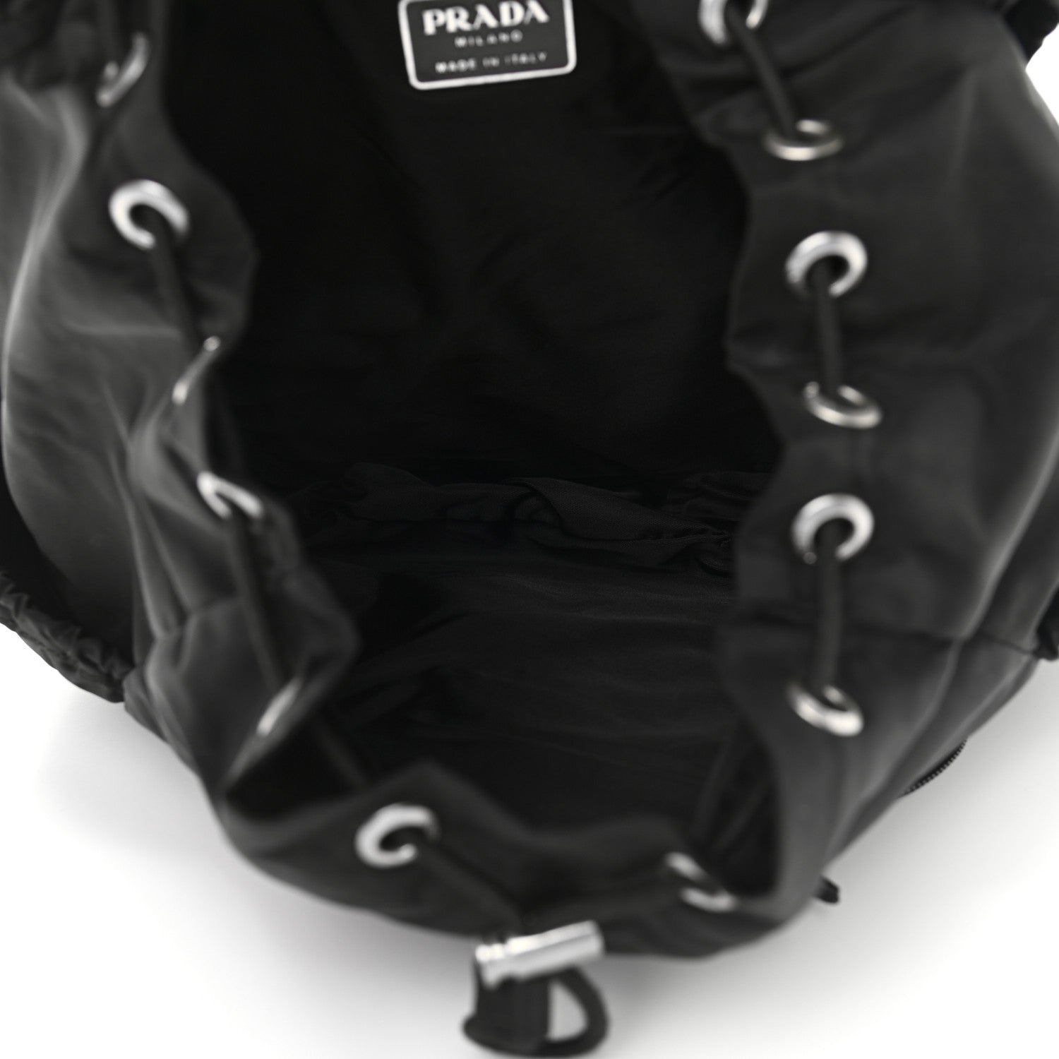 Prada Technical Nylon Saffiano Double Buckle Backpack Black 4 of 9
