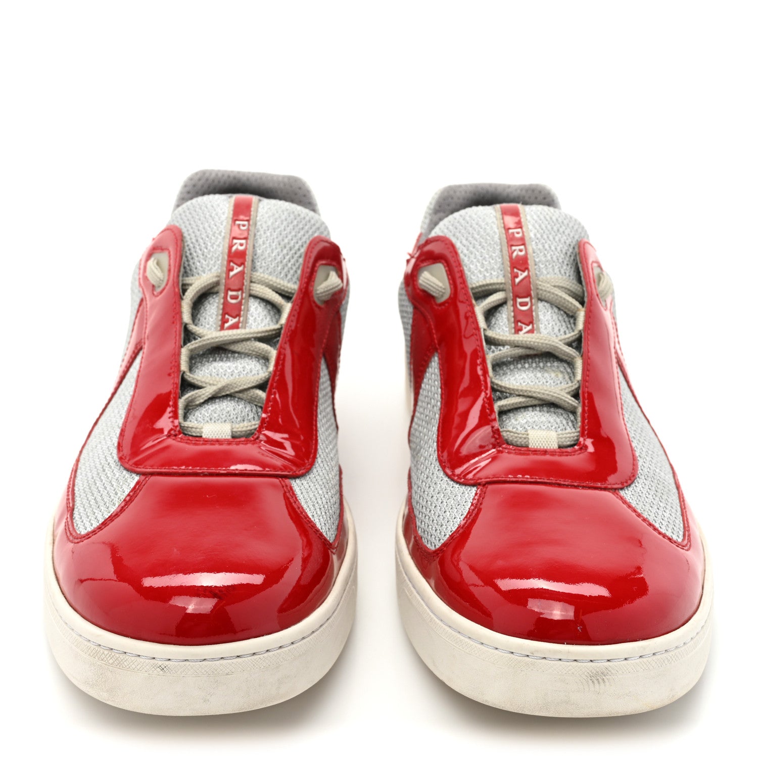 Prada Vitello Rubber Bike Mens America's Cup Sneakers 10.5 Rubino Argento 2 of 9