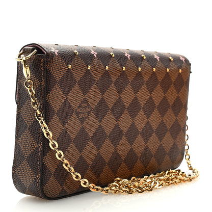 Louis Vuitton Damier Ebene Studded Pochette Felicie Chain Wallet 4 of 10