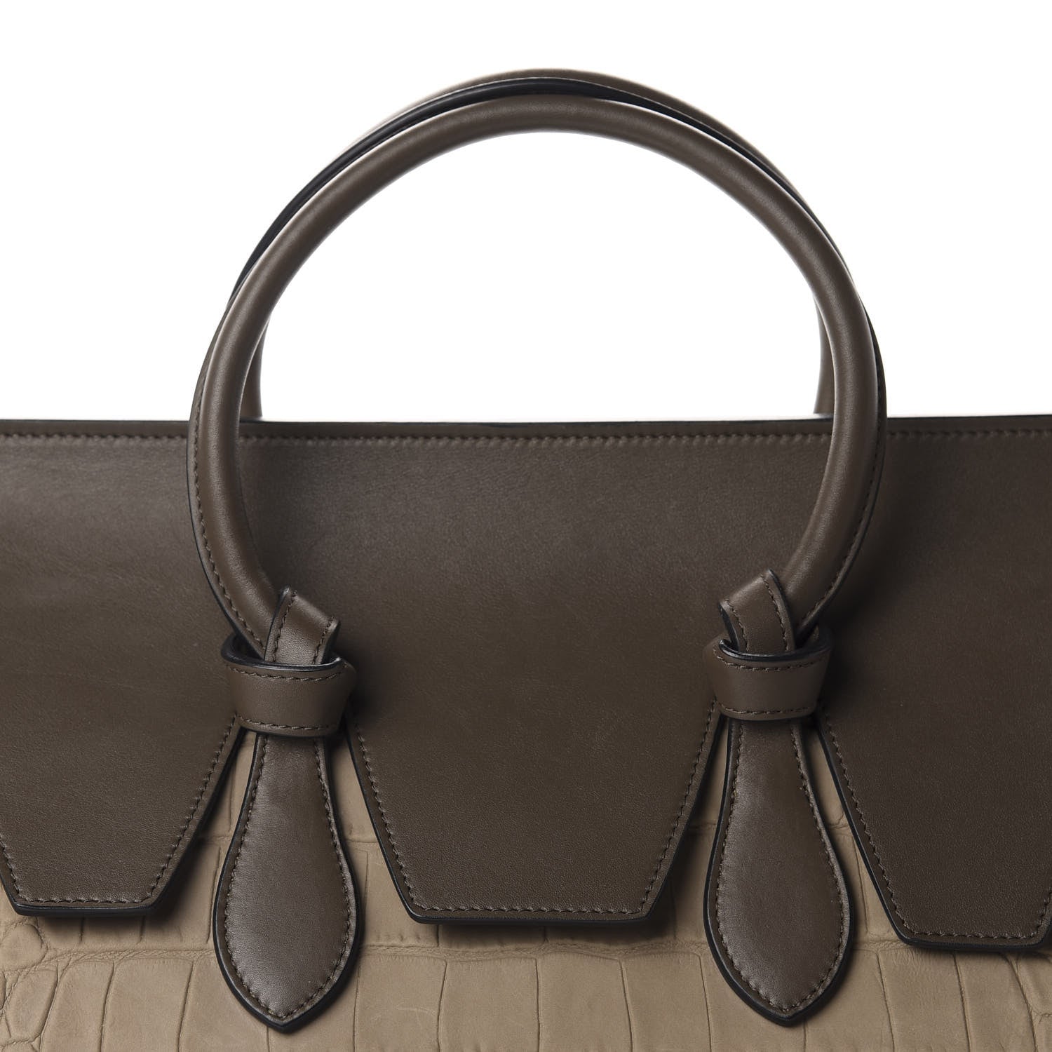 Celine Crocodile Embossed Nubuck Calfskin Small Tie Knot Tote Grey 10 of 10