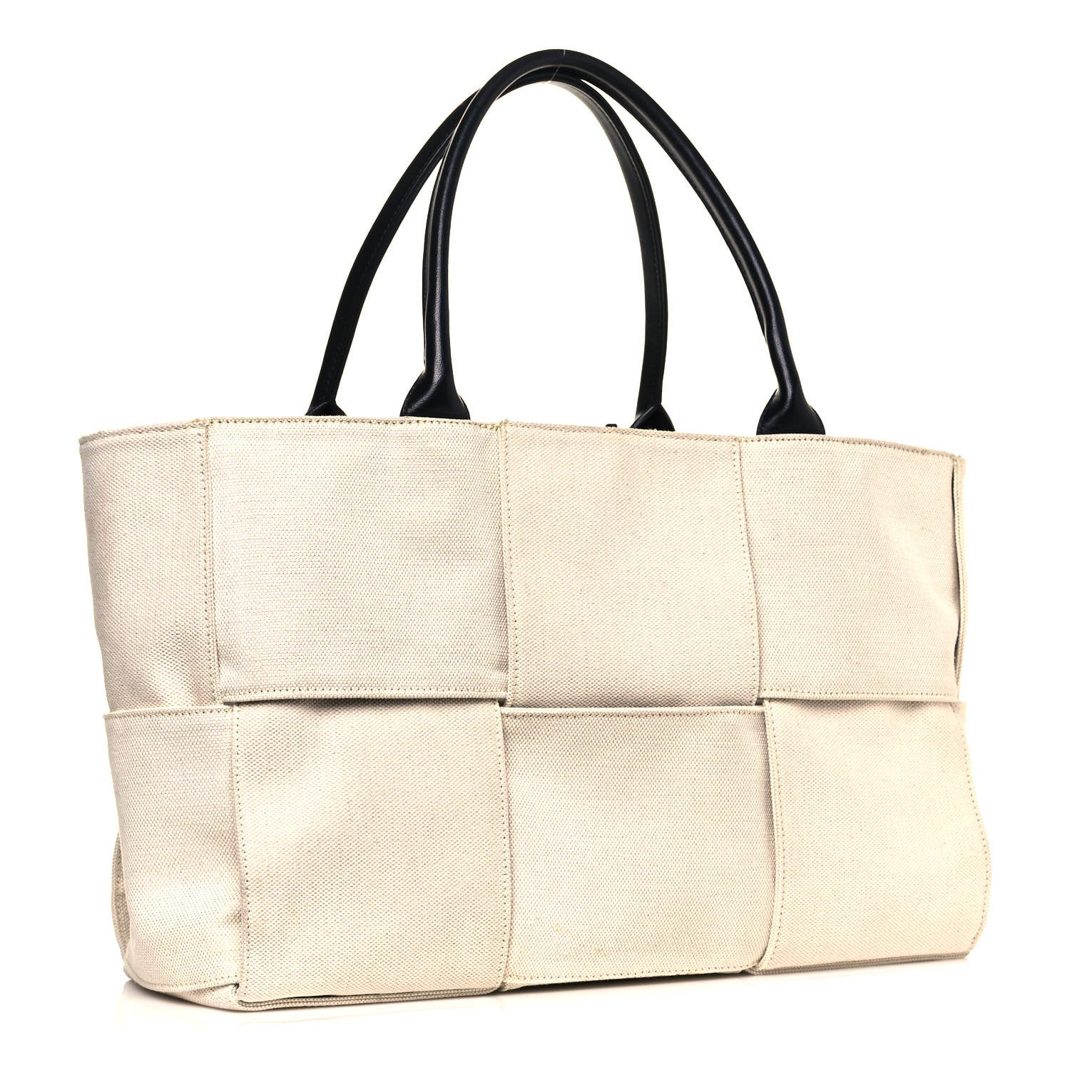 Bottega Veneta Linen Maxi Intrecciato Arco Tote Natural Black 4 of 13