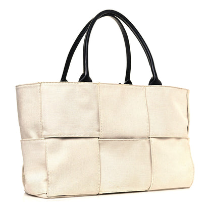 Bottega Veneta Linen Maxi Intrecciato Arco Tote Natural Black 4 of 13