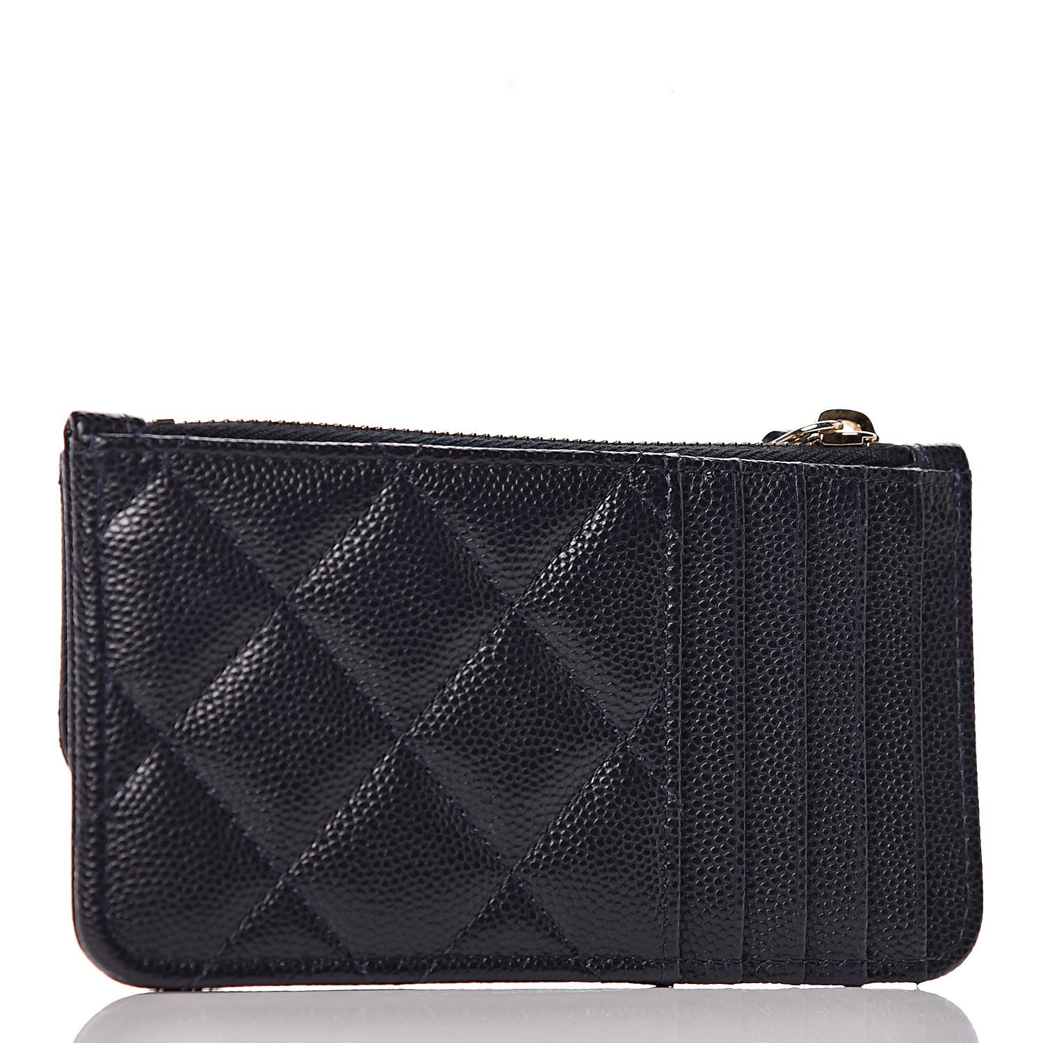 Chanel Caviar Quilted Flap Zip Card Holder Navy Blue 3 of 8