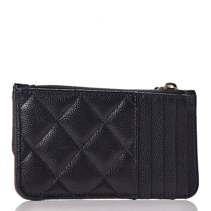 Chanel Caviar Quilted Flap Zip Card Holder Navy Blue 3 of 8