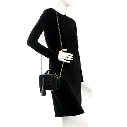 Chanel Caviar Quilted Small CC Filigree Vanity Case Black 2 of 9