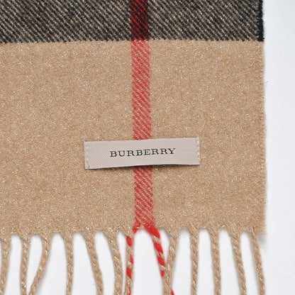 Burberry Metallic Cashmere Giant Check Fringe Scarf 3 of 4