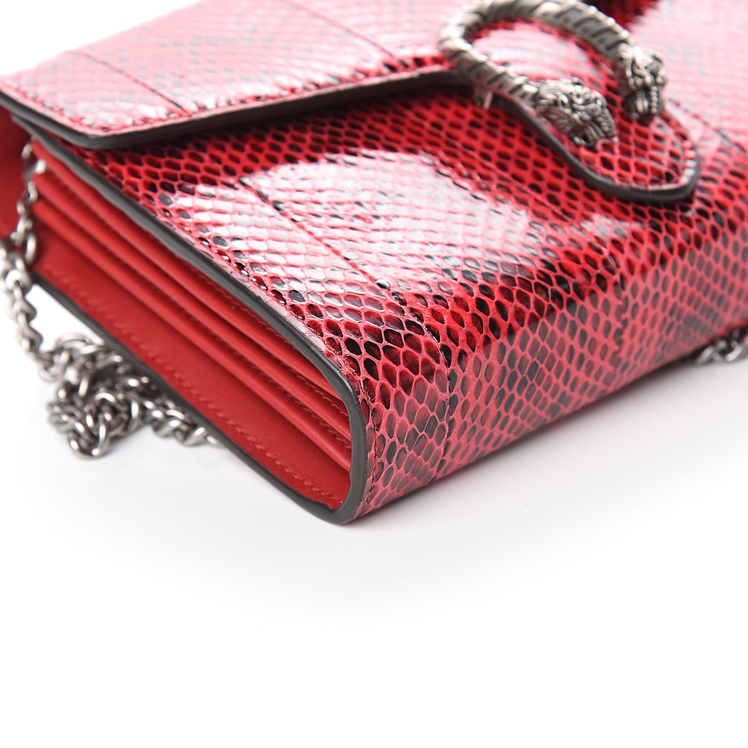 Gucci Elaphe Radiata Mini Dionysus Chain Wallet Hibiscus Red 7 of 8
