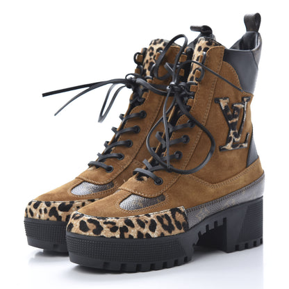 Louis Vuitton Suede Calfskin Monogram Laureate Platform Desert Boots 38 Cognac 3 of 7