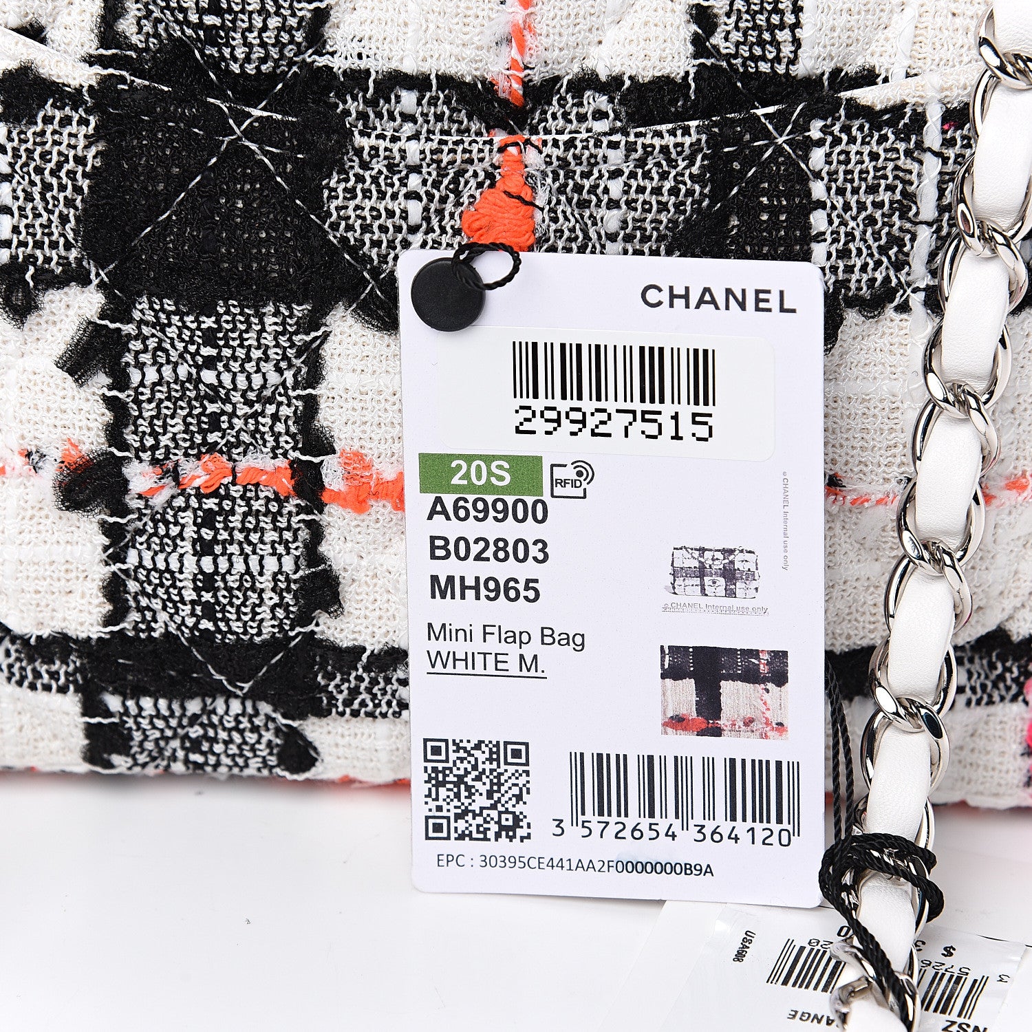 Chanel Tweed Quilted Mini Rectangular Flap Black White Pink 9 of 10