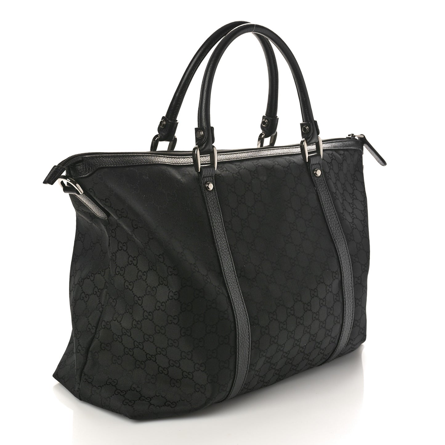 Nylon Monogram Medium GG Charm Dome Satchel Black