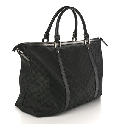 Gucci Nylon Monogram Medium GG Charm Dome Satchel Black 3 of 10
