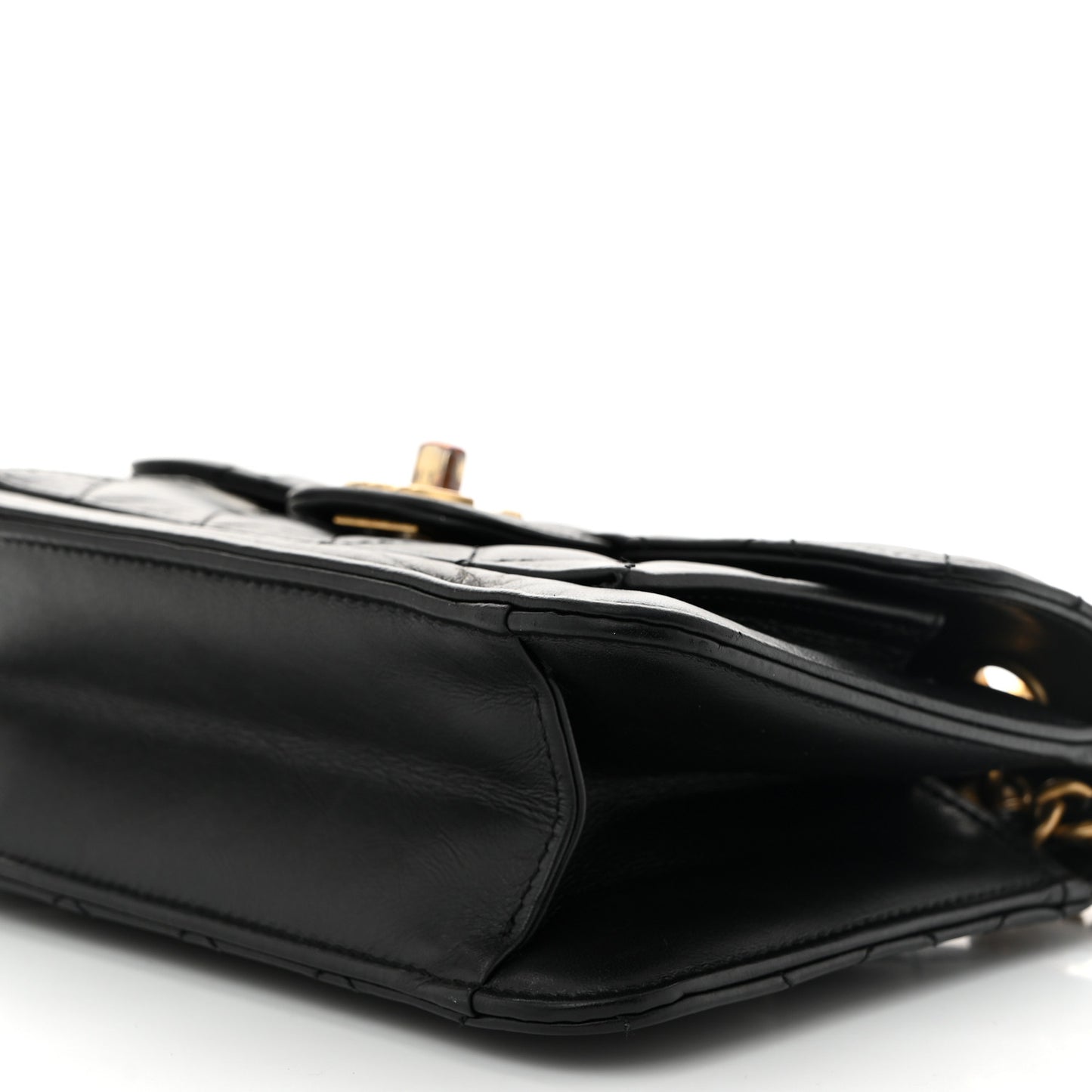 Aged Calfskin Quilted Double You Mini Flap Black