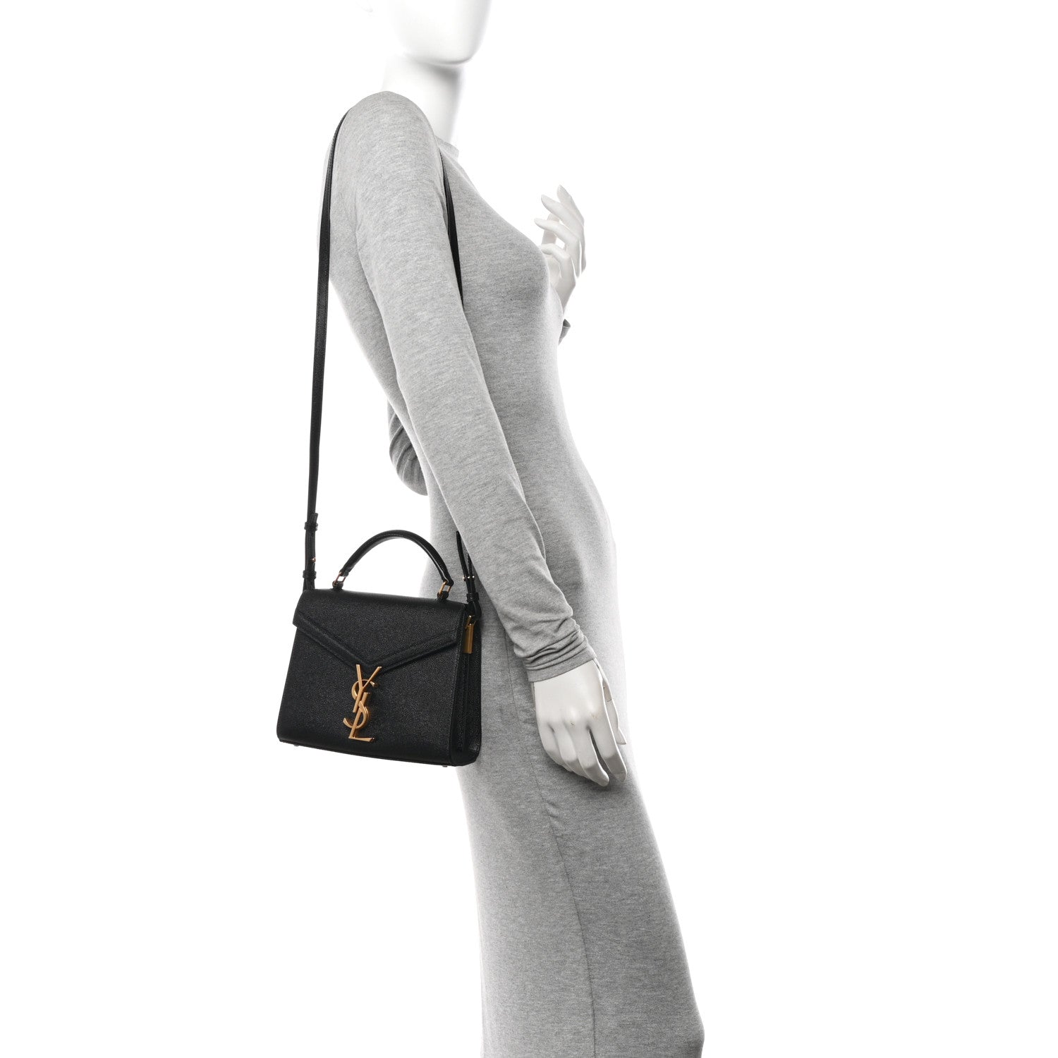 Saint Laurent Grain de Poudre Mini Classic Monogram Cassandra Top Handle Black 2 of 12