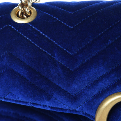 Gucci Velvet Matelasse Medium GG Marmont Shoulder Bag Cobalt Blue 10 of 12