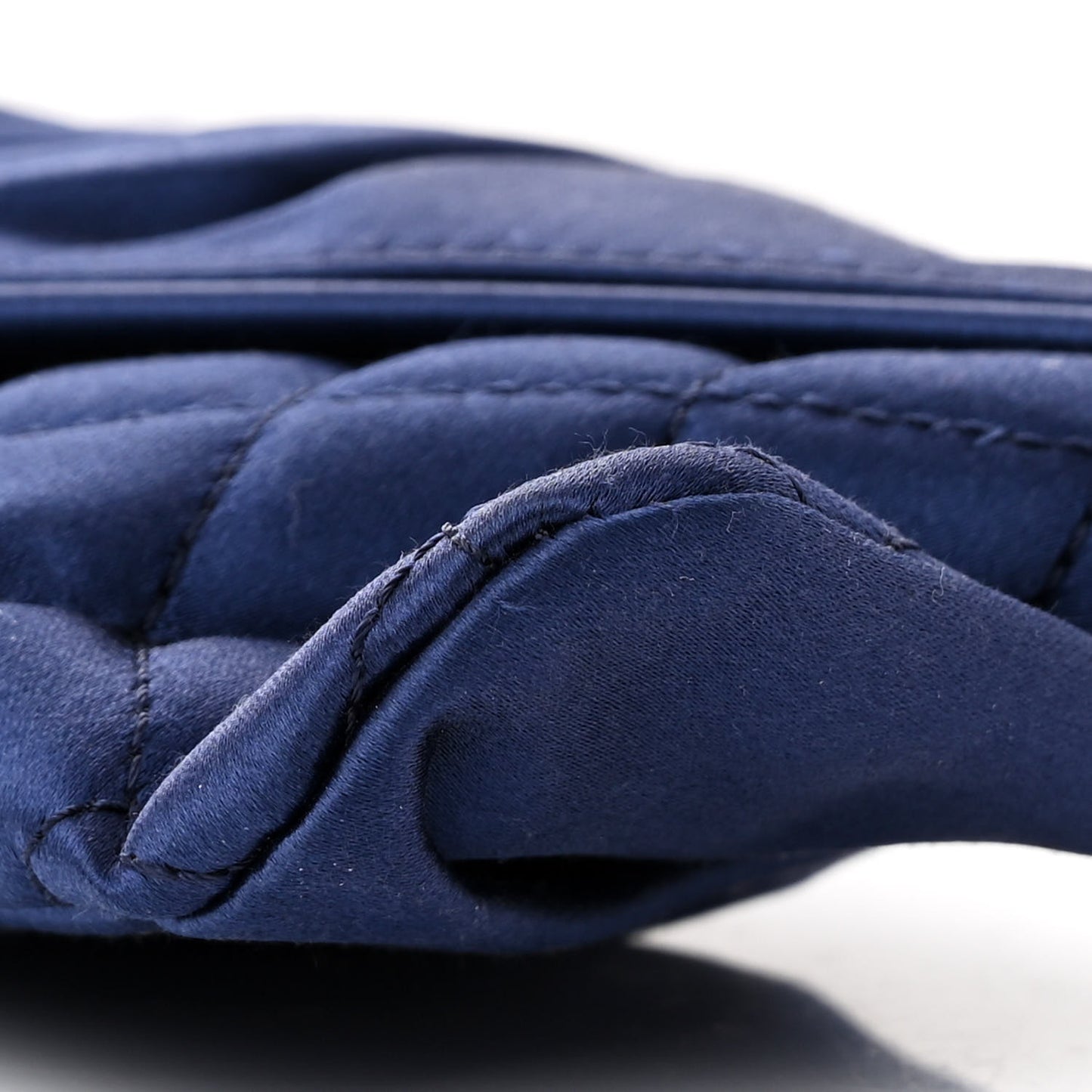 Satin Quilted Half Moon Clutch Blue
