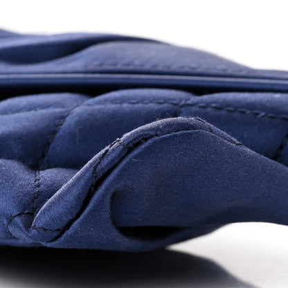 Chanel Satin Quilted Half Moon Clutch Blue 10 of 10