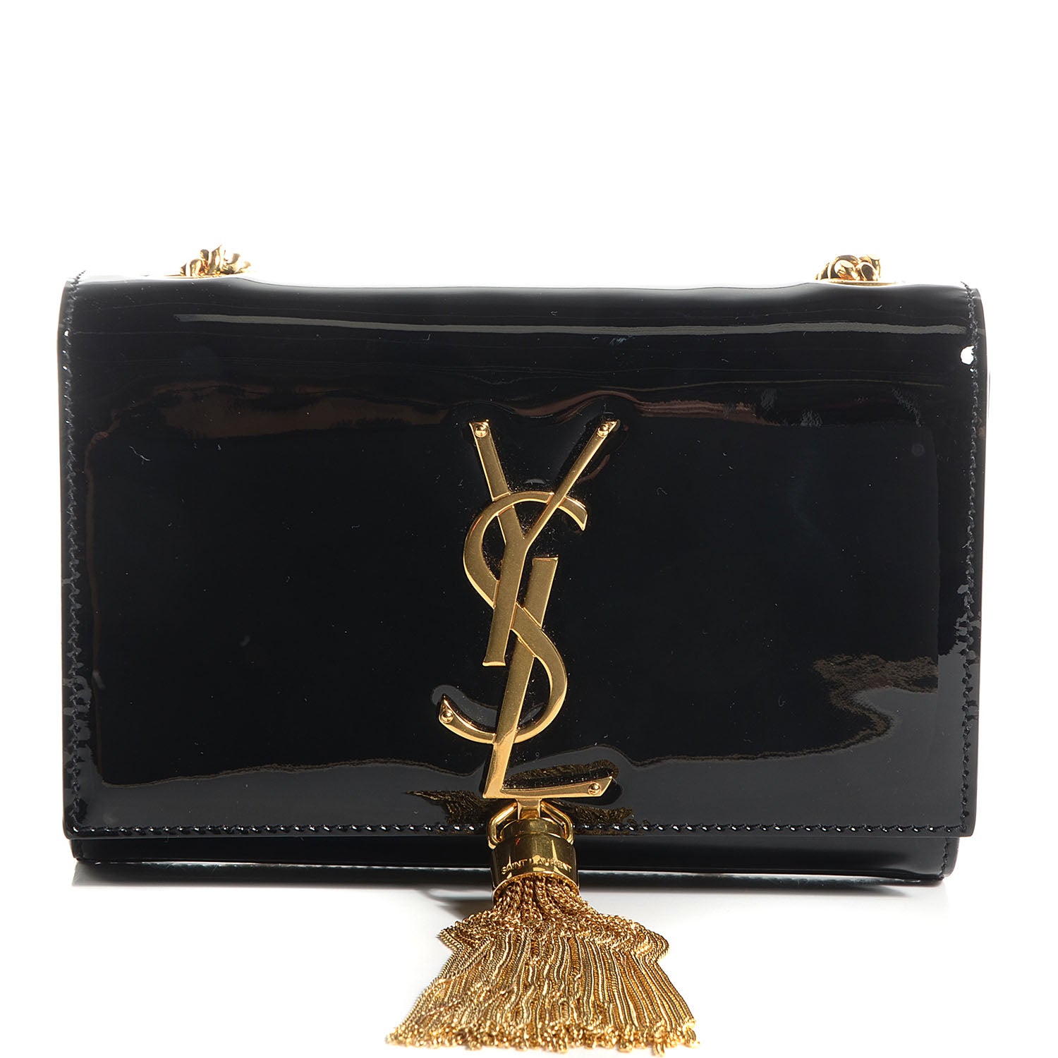 Saint Laurent Patent Small Classic Monogram Kate Tassel Satchel Black 1 of 10