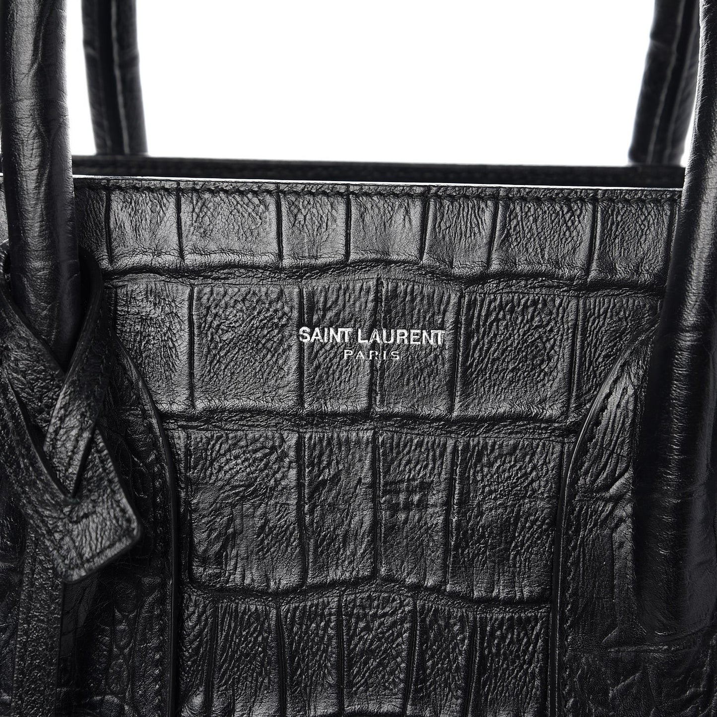 Calfskin Crocodile Embossed Small Sac de Jour Black