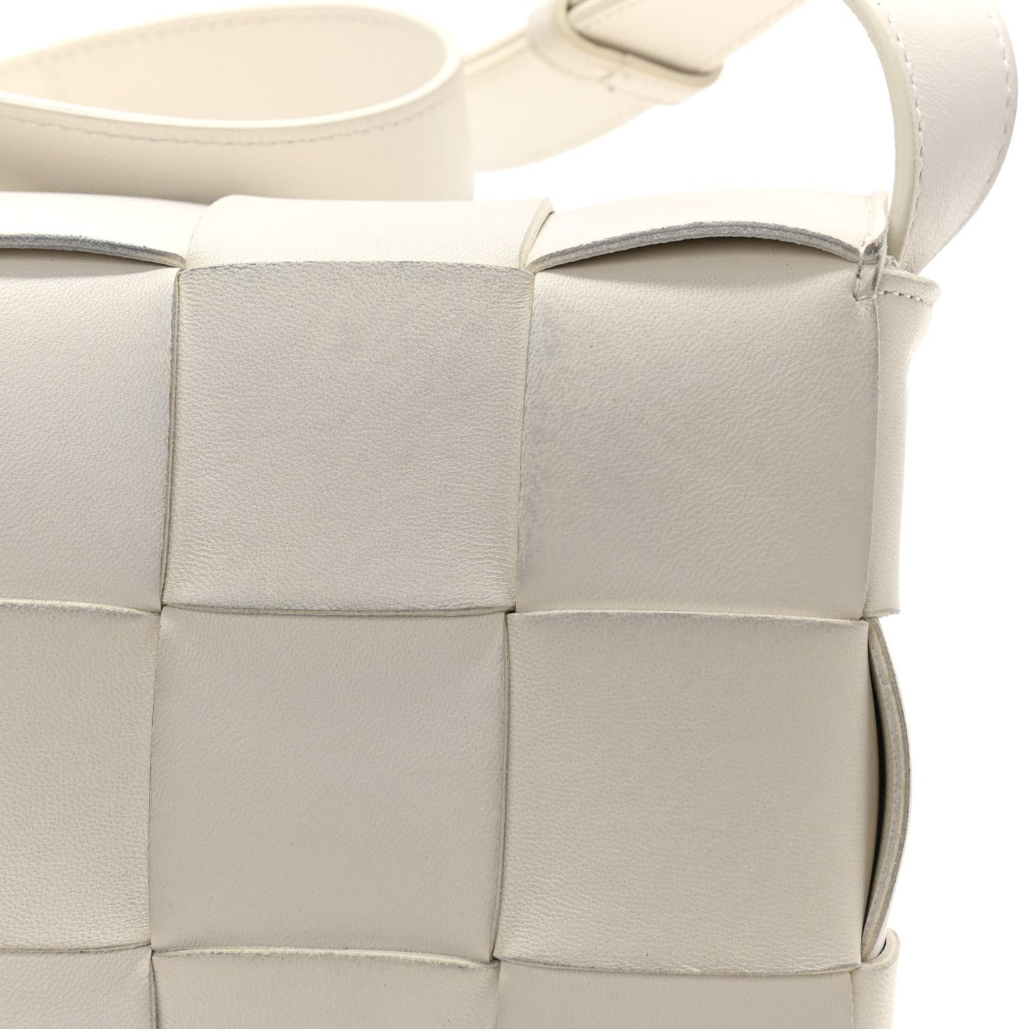 Lambskin Maxi Intrecciato Cassette Crossbody Bag White