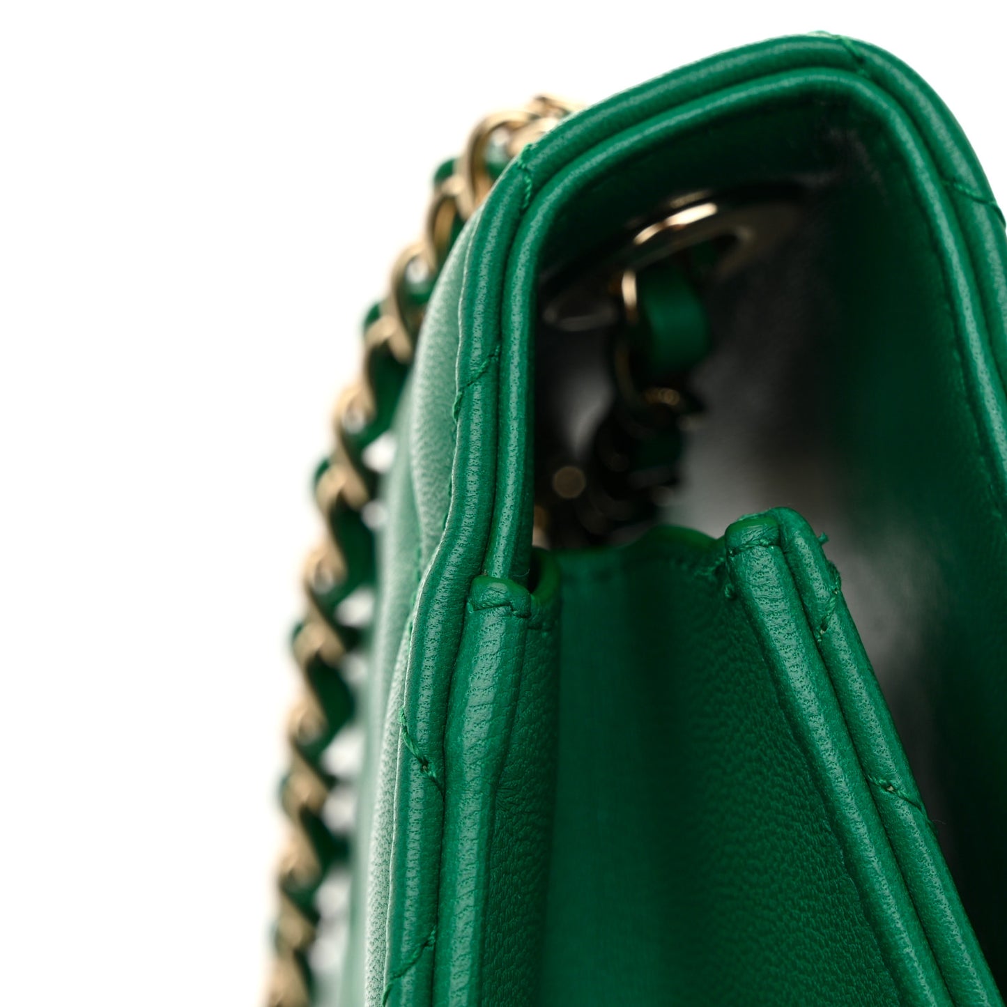 Lambskin Quilted Mini Trendy CC Chain Wallet Green
