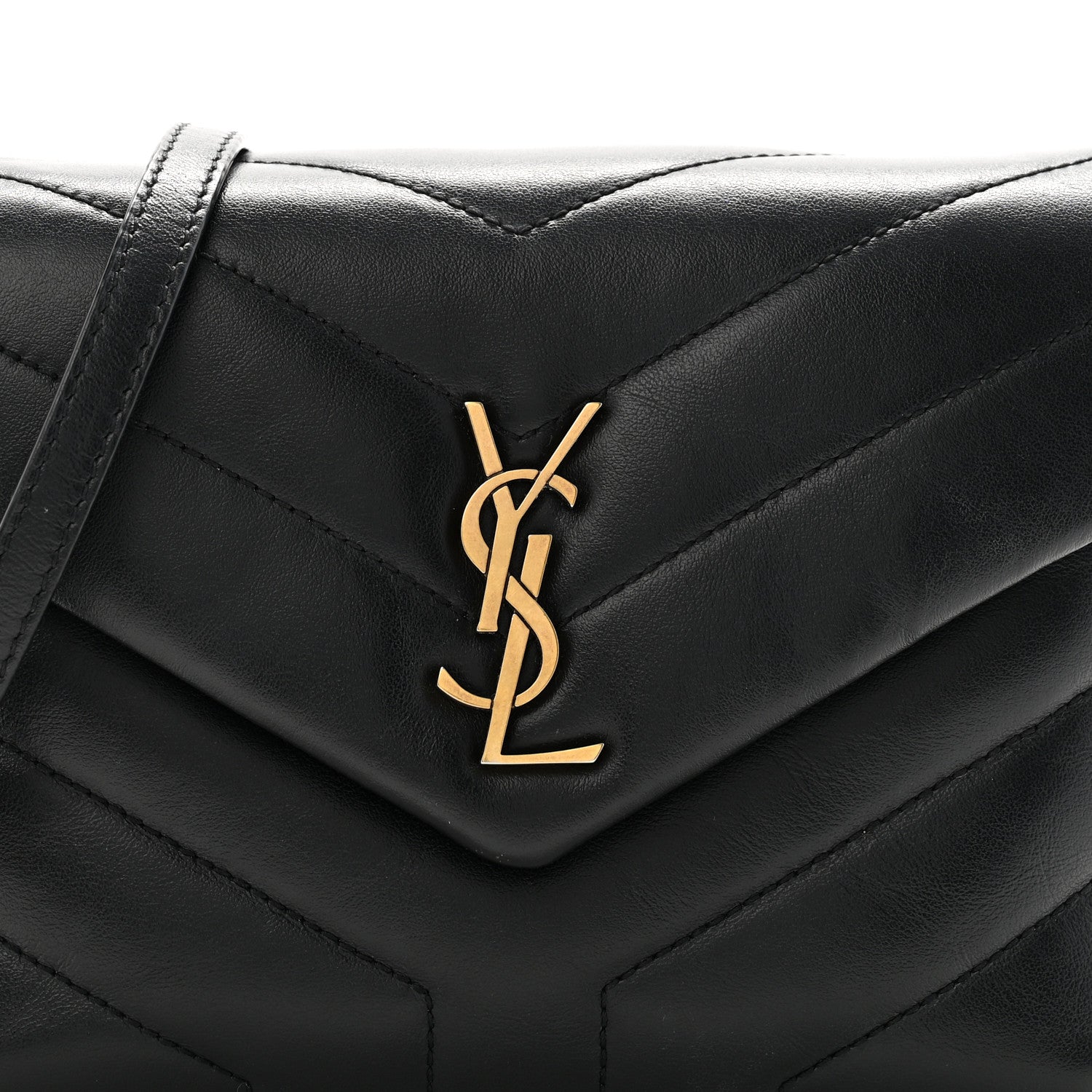 Saint Laurent Calfskin Y Quilted Monogram Toy Loulou Crossbody Bag Black 8 of 11