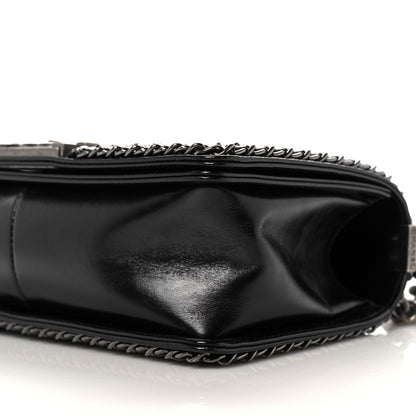 Chanel Glazed Calfskin Quilted Medium Boy Chained Flap Black 9 of 11