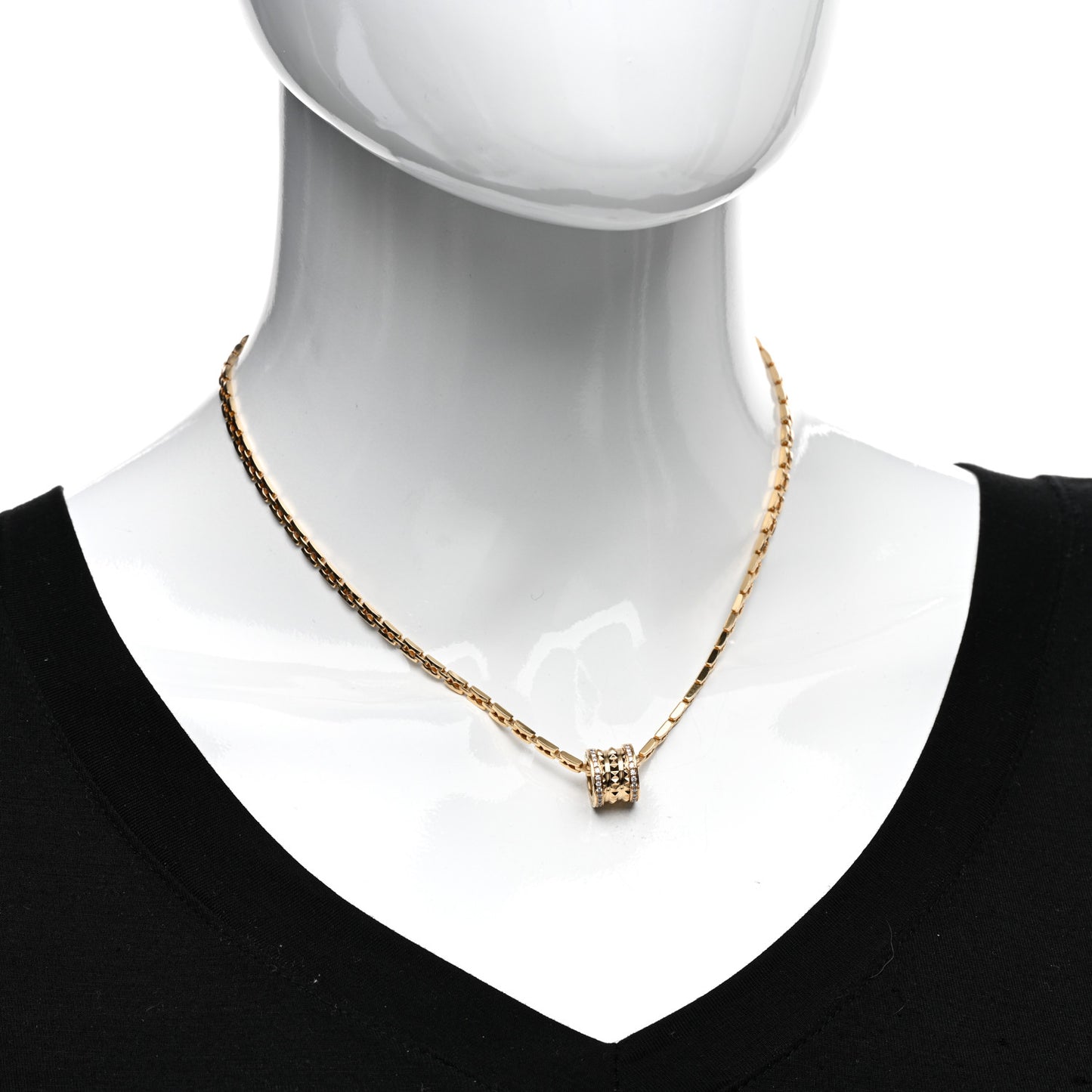 18K Yellow Gold Diamond .29ctw B.Zero1 Rock Pendant Necklace