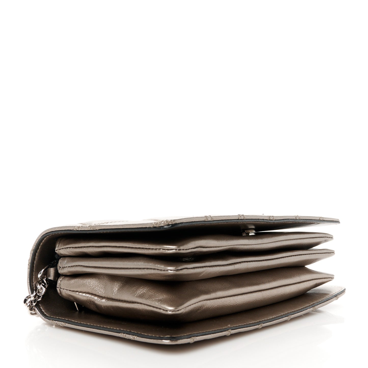 Metallic Lambskin Diamond Quilted Monogram Angie Chain Bag Pimbo