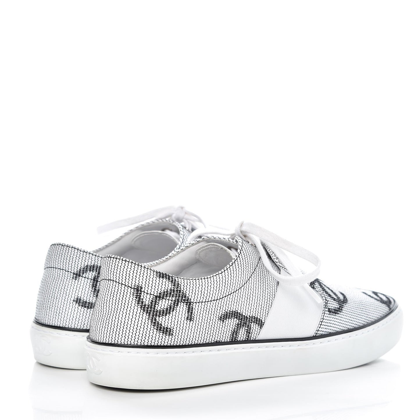 Embroidered Calfskin Womens CC Sneakers 39.5 Black White