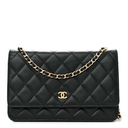 Chanel Lambskin Quilted Wallet On Chain WOC Black 1 of 12