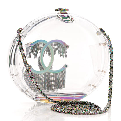 Chanel Plexiglass Iridescent Chain Fringe CC Clutch Clear 3 of 9