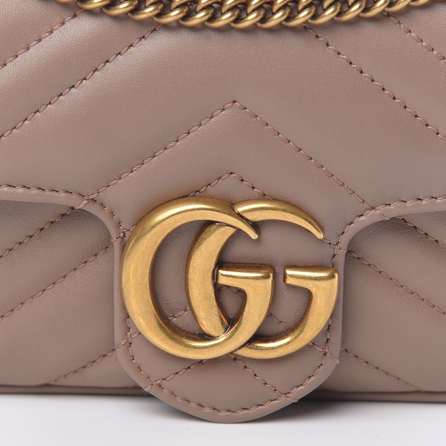 Gucci Calfskin Matelasse Super Mini GG Marmont Shoulder Bag Porcelain Rose 10 of 13