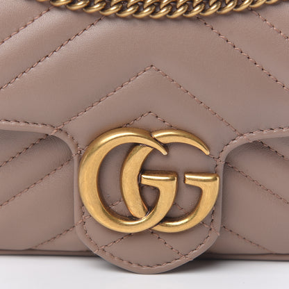 Gucci Calfskin Matelasse Super Mini GG Marmont Shoulder Bag Porcelain Rose 10 of 13