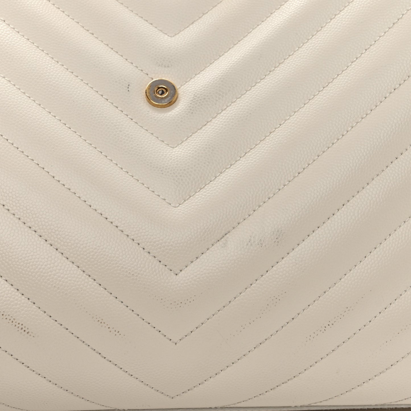 Grain De Poudre Matelasse Chevron Monogram Shopping Bag White