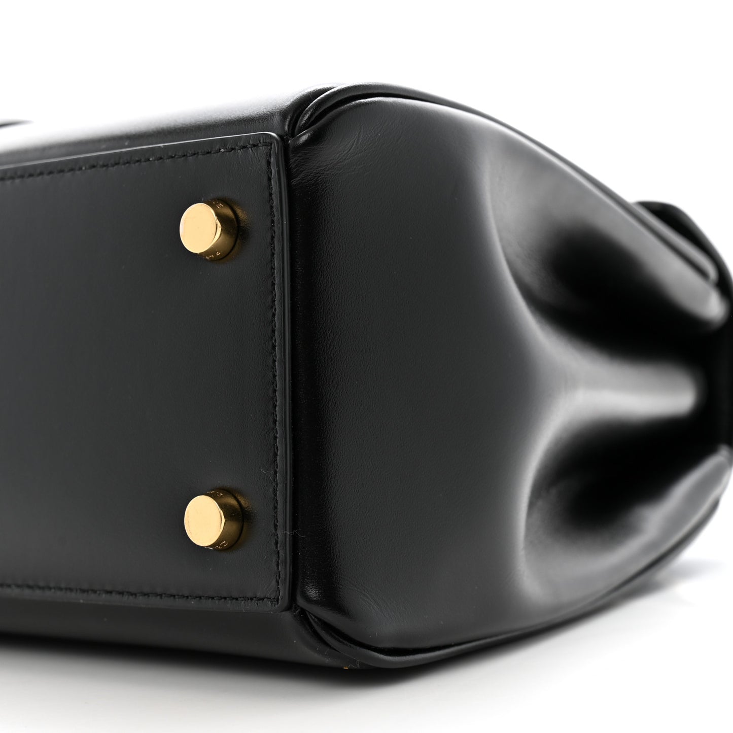Satinated Calfskin Small 16 Top Handle Bag Black