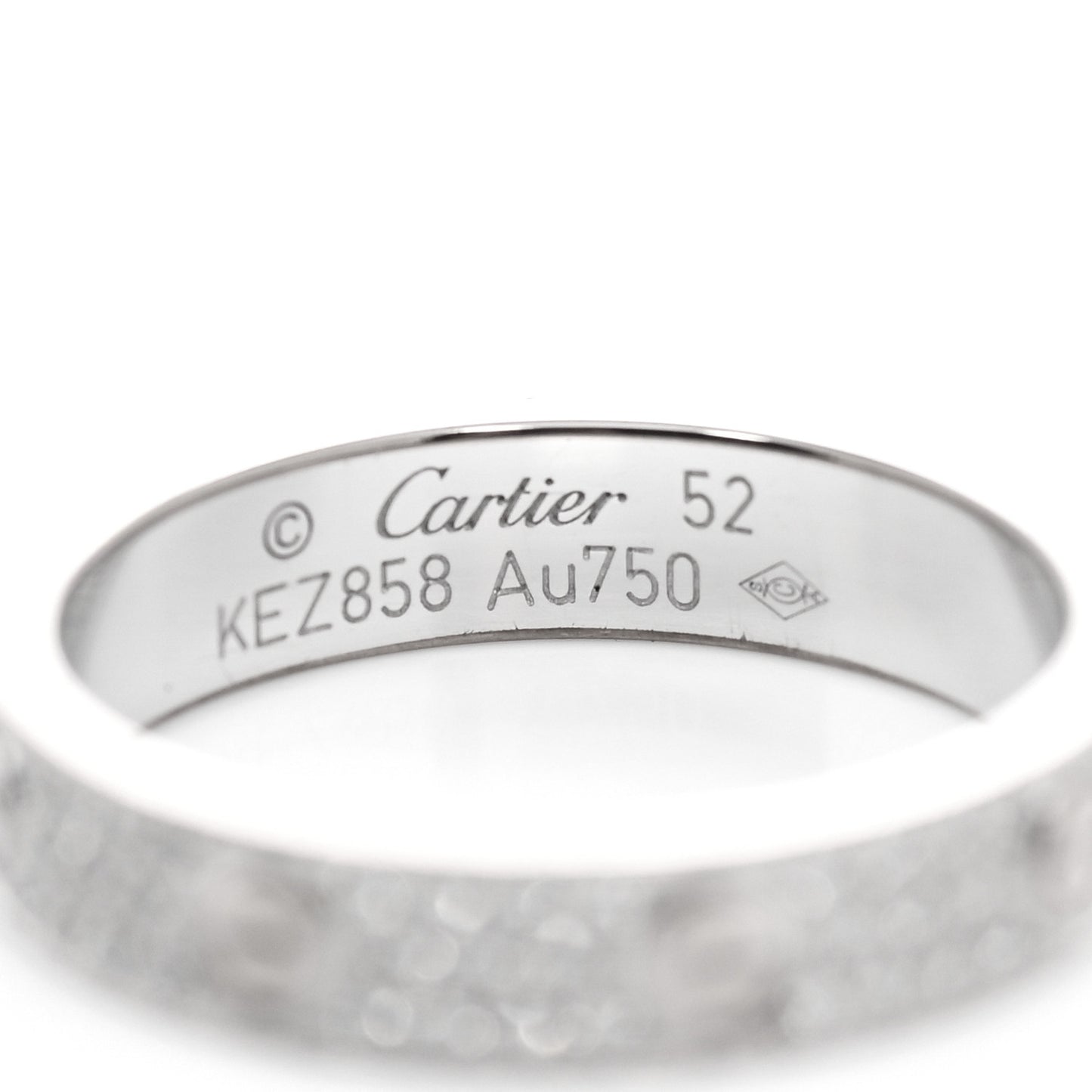18K White Gold Diamond 4mm LOVE Wedding Paved Band Ring 52 6