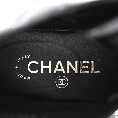 Chanel Shiny Lambskin Quilted Lace Up Combat Boots 37 Black 6 of 8