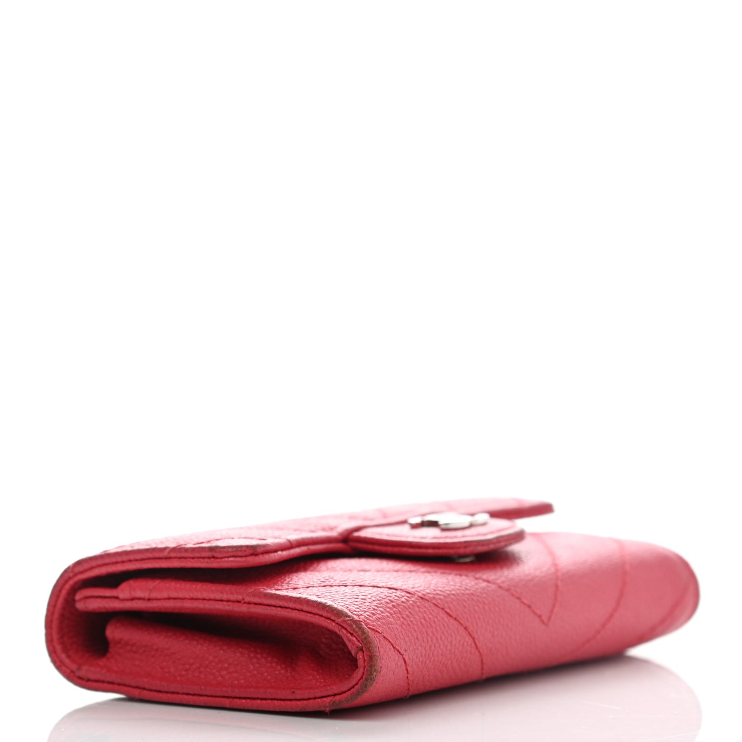 Caviar Chevron Quilted Flap Card Holder Red