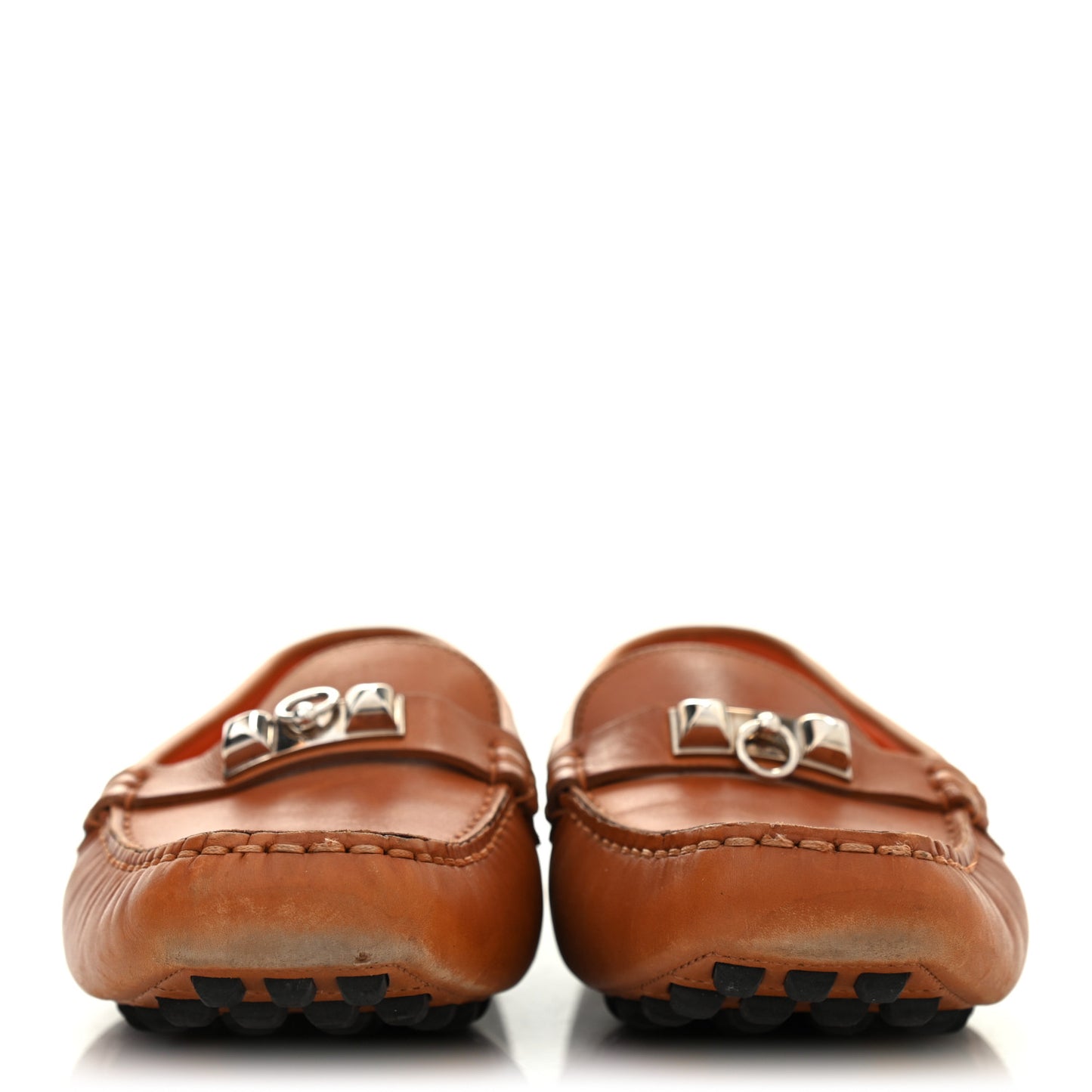 Supple Calfskin Womens Irving Driving Moccasin Loafers 39 Gold