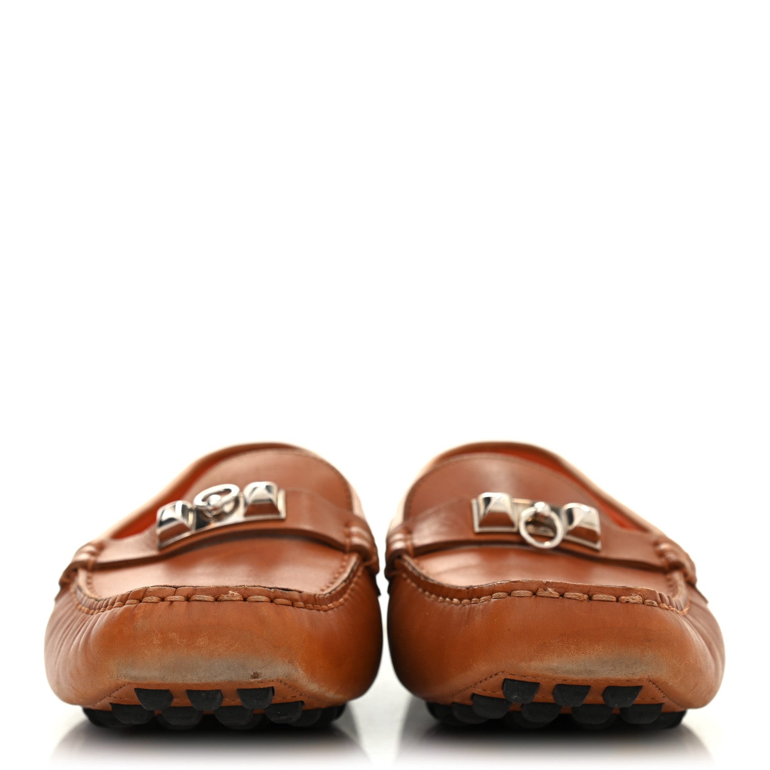 Hermes Supple Calfskin Womens Irving Driving Moccasin Loafers 39 Gold 2 of 8