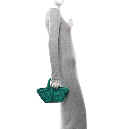 Balenciaga Faux Calfskin Braided Varnished XXS Bistro Basket Green 2 of 9