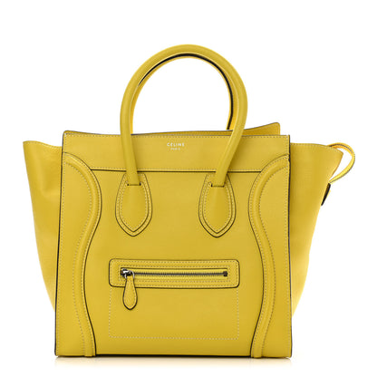 Celine Drummed Calfskin Mini Luggage Citron 1 of 9