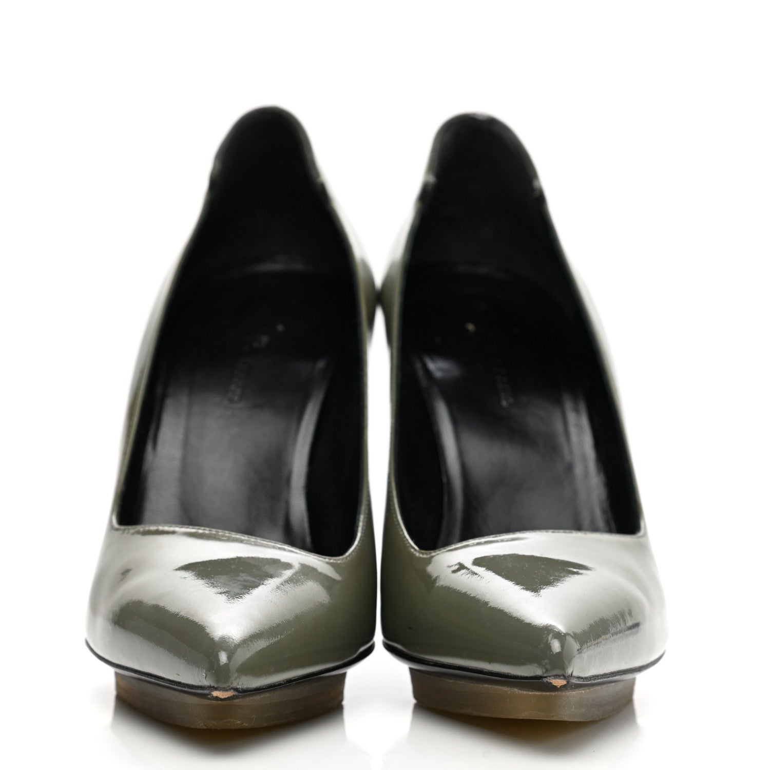 Balenciaga Patent Pointed Toe Pumps 38 Grey 2 of 11